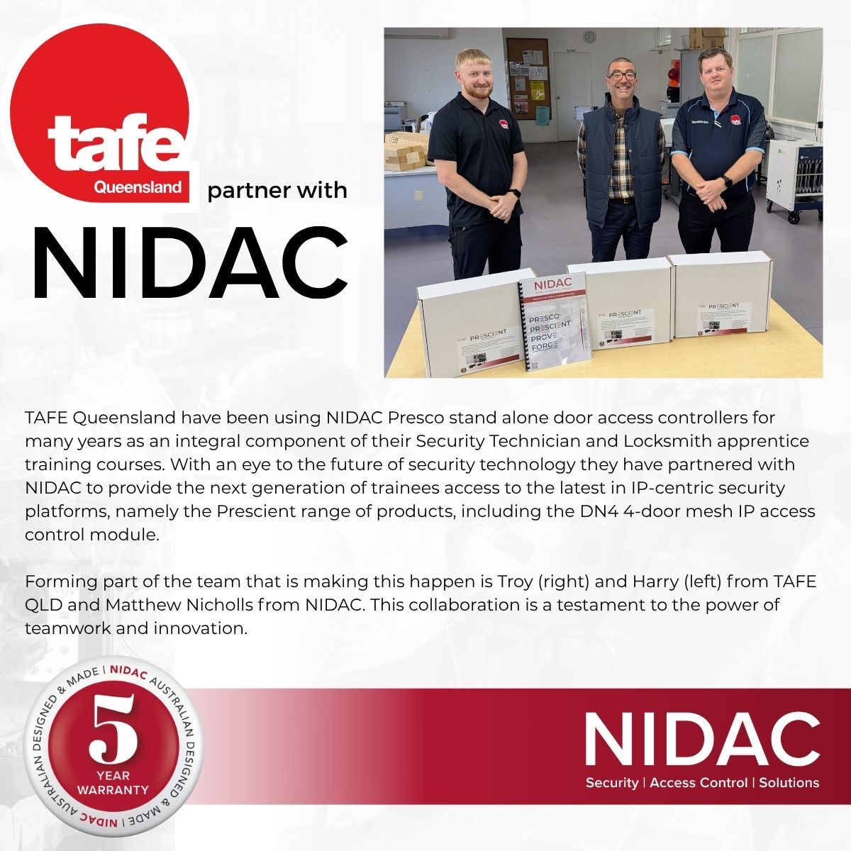 Tafe QLD partner with NIDAC